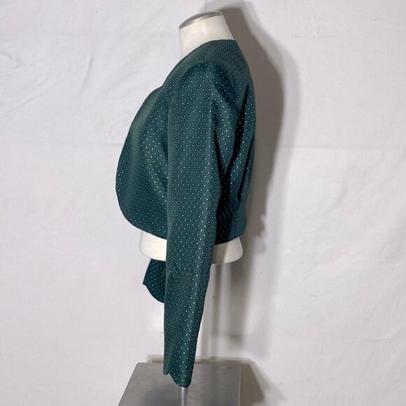 Vintage Longhorn Green Gold Western Cropped Open Front Jacket L - Picture 5 of 10